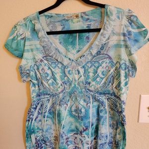 Blue & white blouse
